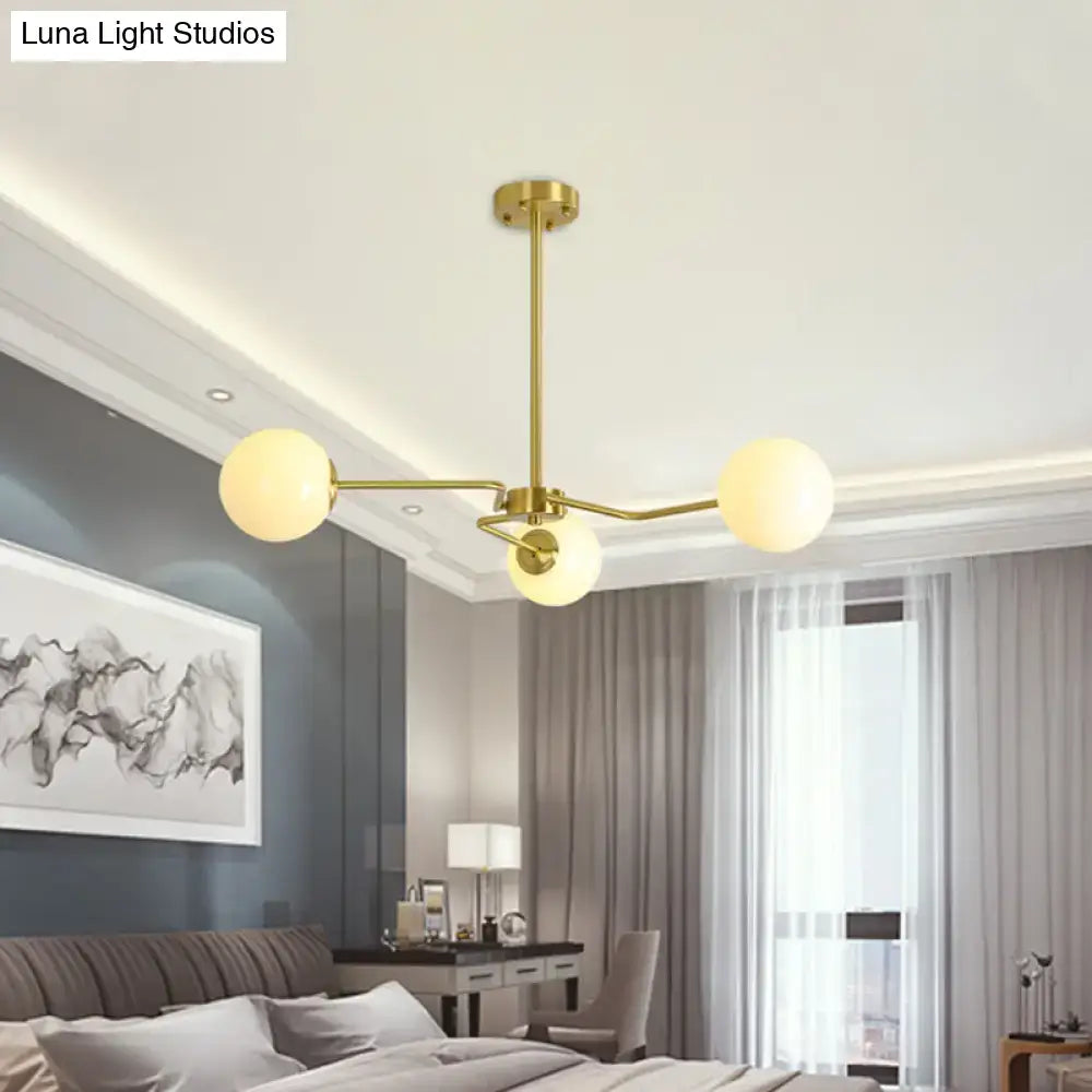 Gold glass ceiling light by Decorbites; flush mount with three globe bulbs on Tampa Home & Garden Store