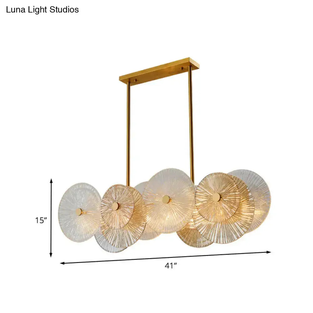 Pendant light with gold finish and prismatic glass discs by Decorbites for dining room on Tampa Home & Garden Store