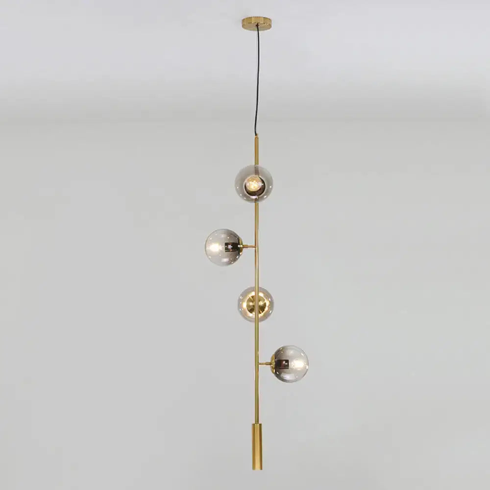 Gold Glass Linear Chandelier brass frame with four glass globes Decorbites on Tampa Home & Garden Store