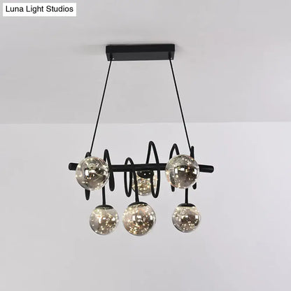 Decorbites Black Glass Chandelier with smoke gray orbs, six-LED lighting on Tampa Home & Garden Store