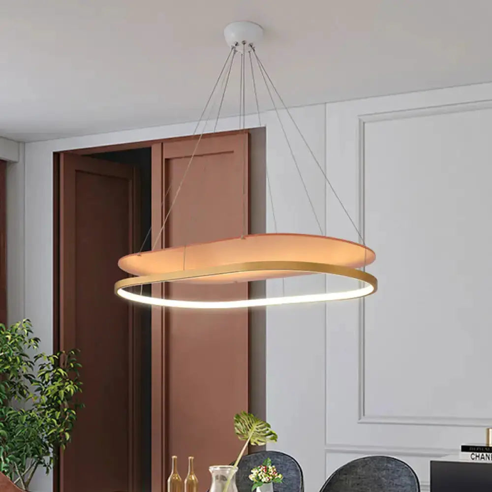 Modern black and gold LED pendant chandelier with dual rings for dining room by Decorbites on Tampa Home & Garden Store