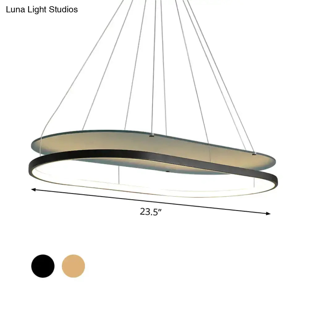 Decorbites black and gold LED pendant chandelier with double-ring circles for dining rooms 23.5 inches diameter on Tampa Home & Garden Store