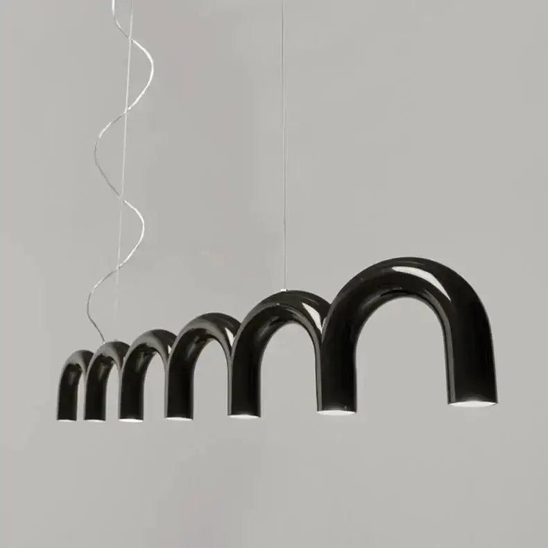 Modern arch chandelier pendant light with black curved arches on Tampa Home & Garden Store