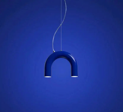 Modern blue LED arch chandelier pendant light by Decorbites, U-shaped dining room fixture on Tampa Home & Garden Store