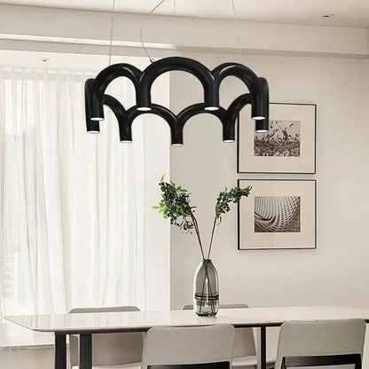 Chandelier Modern arch pendant light with black metal arches over dining table on Tampa Home & Garden Store