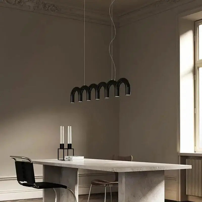 Chandelier modern blue LED arch pendant light by Decorbites for dining room on Tampa Home & Garden Store