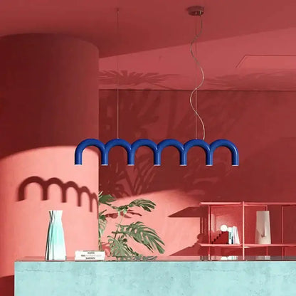Chandelier: modern blue LED arch pendant light by Decorbites for dining room on Tampa Home & Garden Store