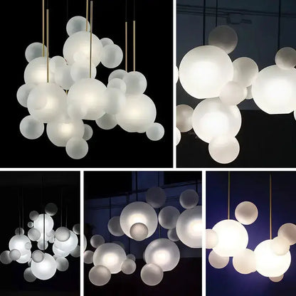 Chandelier Modern LED bubble ball chandelier with frosted globes and gold cords Decorbites on Tampa Home & Garden Store