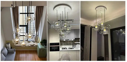 Modern LED bubble ball chandelier with clear glass globes, multi-globe pendant by Decorbites on Tampa Home & Garden Store