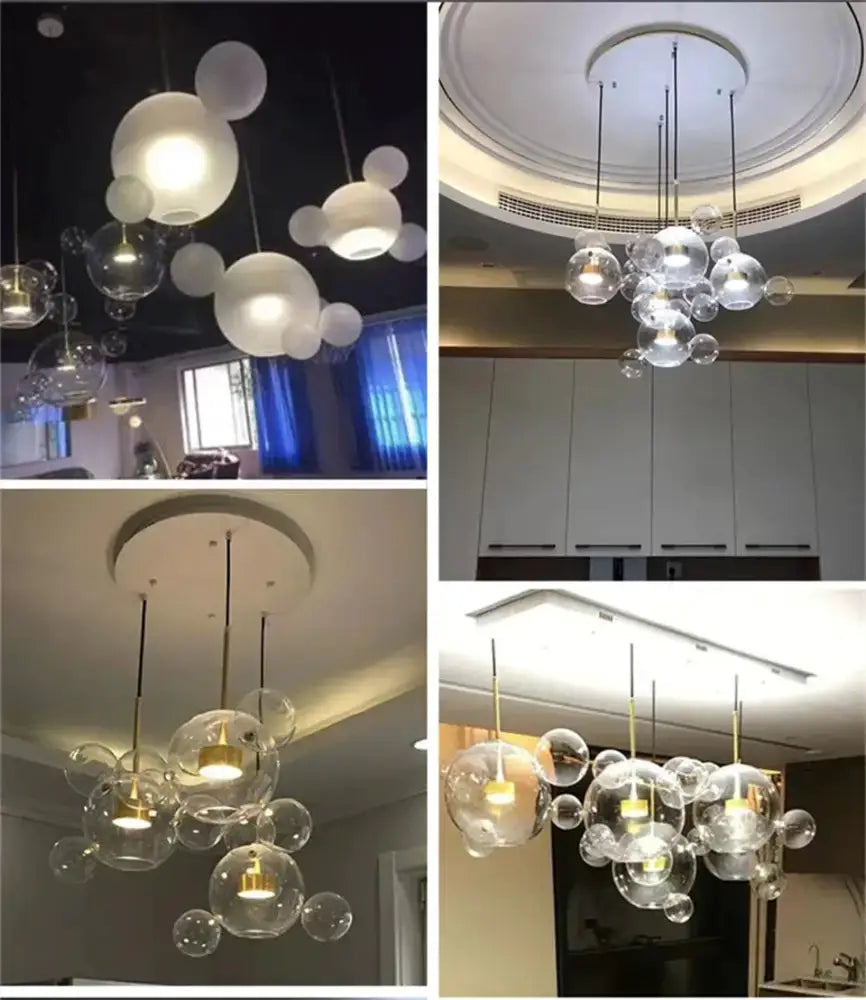 Chandelier Decorbites modern LED bubble pendant light with glass globes and brass stems on Tampa Home & Garden Store