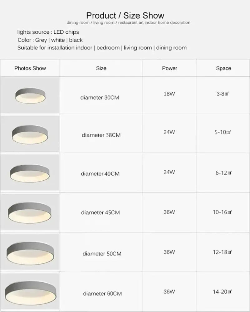White Nordic Ceiling Light flush mount, Decorbites, six sizes (30–60 cm), LED grey/white finish on Tampa Home & Garden Store