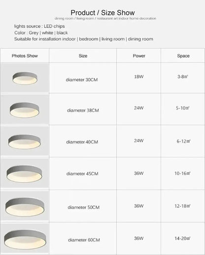 White Nordic Ceiling Light flush mount, Decorbites, six sizes (30–60 cm), LED grey/white finish on Tampa Home & Garden Store