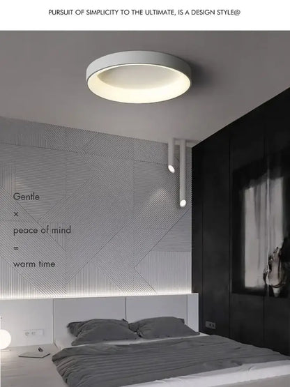 White Nordic Ceiling Light flush mount by Decorbites in a modern bedroom on Tampa Home & Garden Store