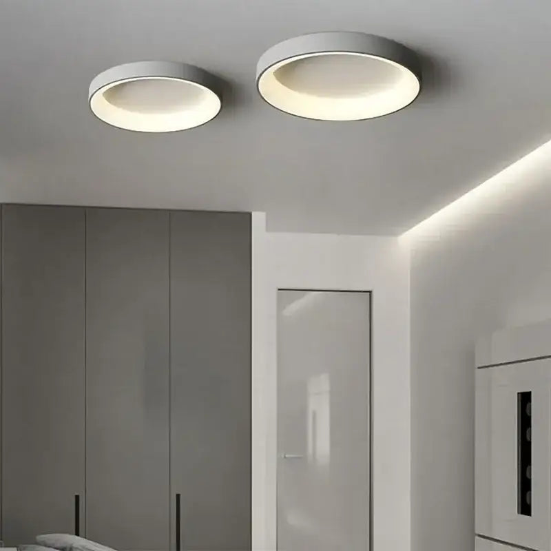 White Nordic Ceiling Light 2-pack flush mount by Decorbites, white domes with gray rims on Tampa Home & Garden Store
