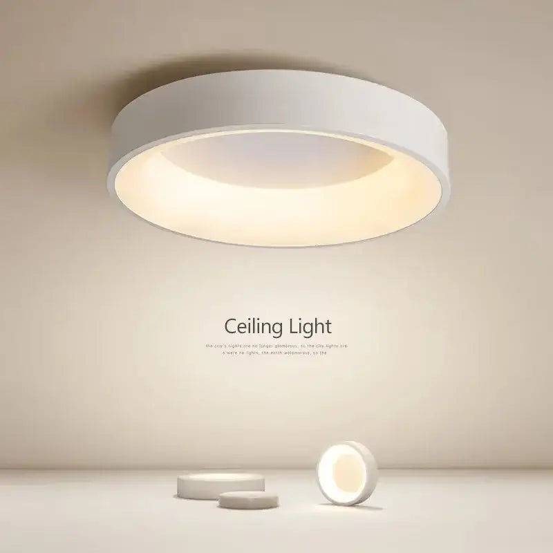 White Nordic Ceiling Light by Decorbites, round white flush mount lamp with warm glow on Tampa Home & Garden Store