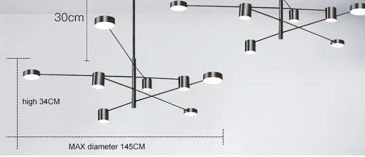Decorbites gold black minimalist chandeliers pair with multiarm starburst LED lights 145 cm on Tampa Home & Garden Store