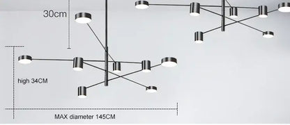 Decorbites gold black minimalist chandeliers pair with multiarm starburst LED lights 145 cm on Tampa Home & Garden Store