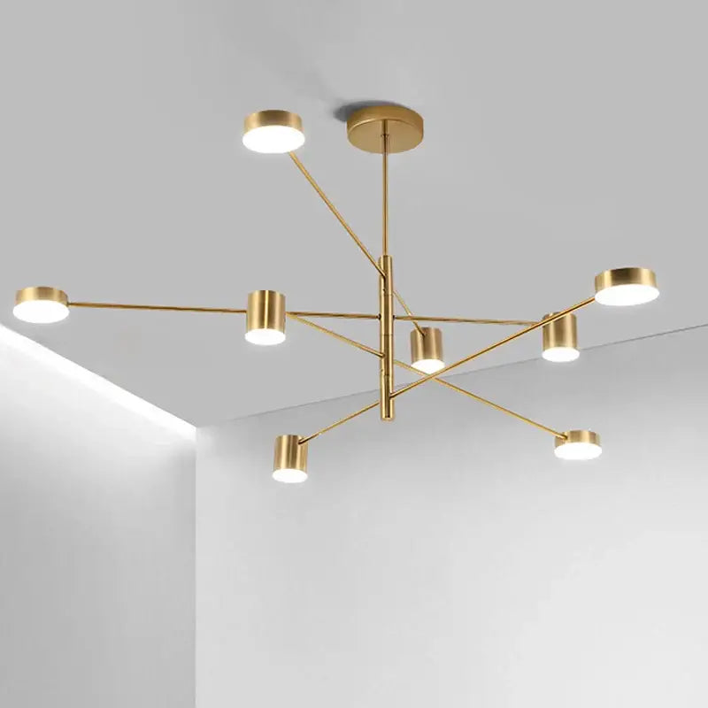 Gold Minimalist Chandelier by Decorbites, gold Sputnik-style ceiling light with multiple arms on Tampa Home & Garden Store