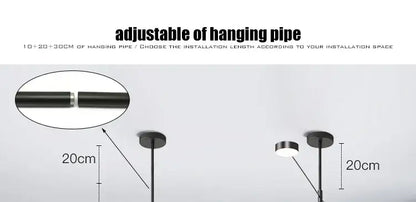 Gold Black Minimalist Chandeliers by Decorbites, two fixtures with adjustable hanging pipes on Tampa Home & Garden Store