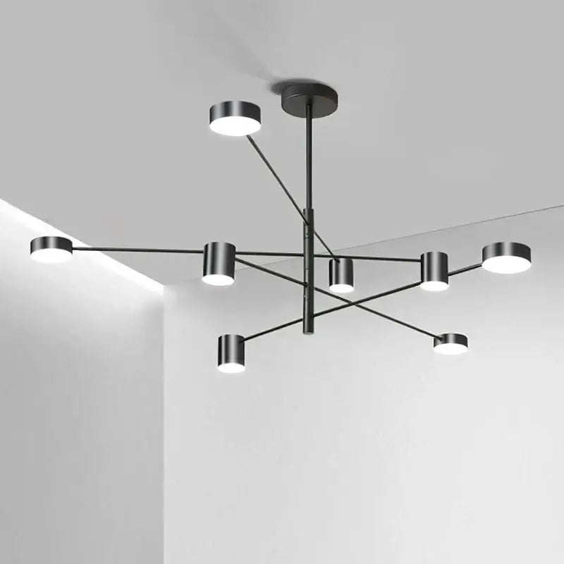 Decorbites Gold Black Minimalist Chandelier, black metal frame with cylindrical light shades on Tampa Home & Garden Store
