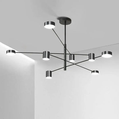 Decorbites Gold Black Minimalist Chandelier, black metal frame with cylindrical light shades on Tampa Home & Garden Store