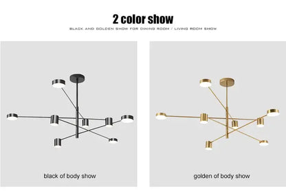 Gold Black Minimalist Chandelier by Decorbites in gold and black finishes, 2 options shown on Tampa Home & Garden Store