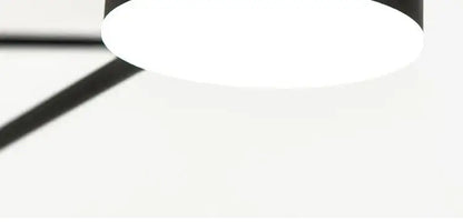Gold Black Minimalist Chandelier close-up with black metal frame and white circular shade on Tampa Home & Garden Store