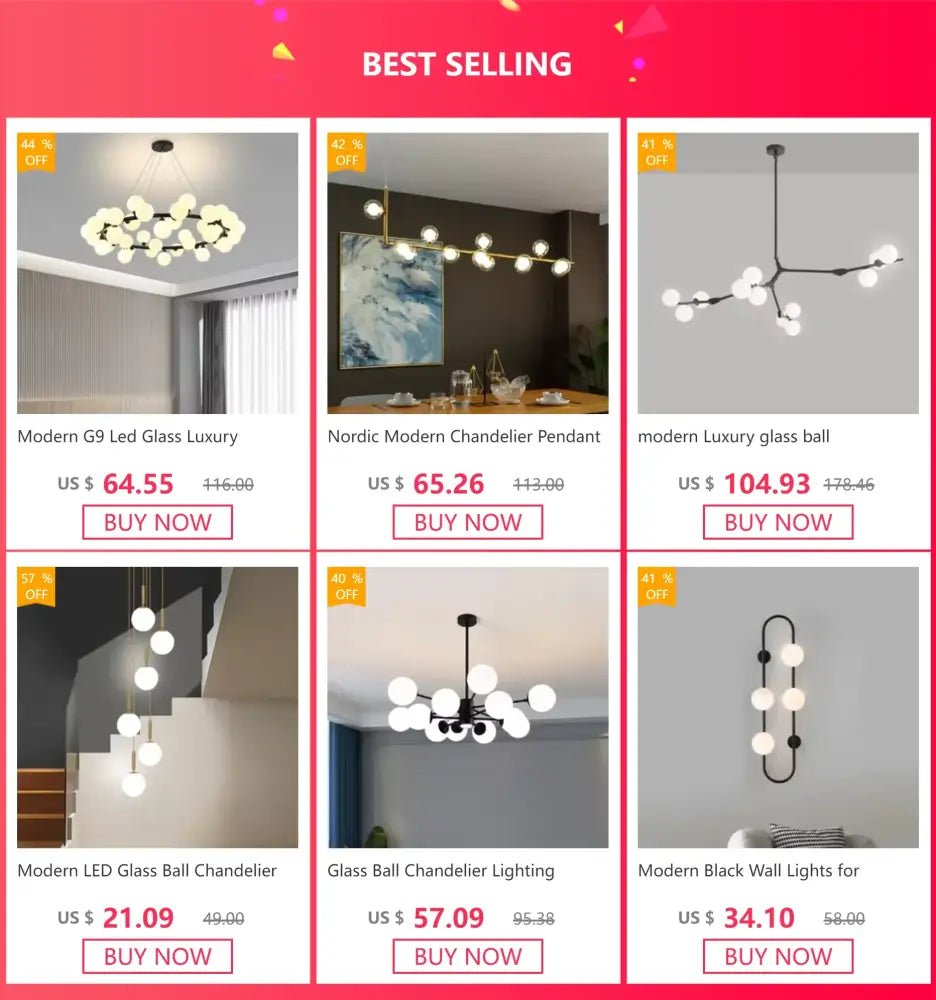 Gold Black Minimalist Chandeliers set of 6 for modern home decor on Tampa Home & Garden Store