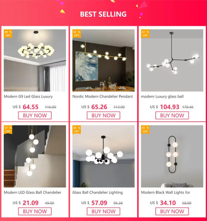 Gold Black Minimalist Chandeliers set of 6 for modern home decor on Tampa Home & Garden Store