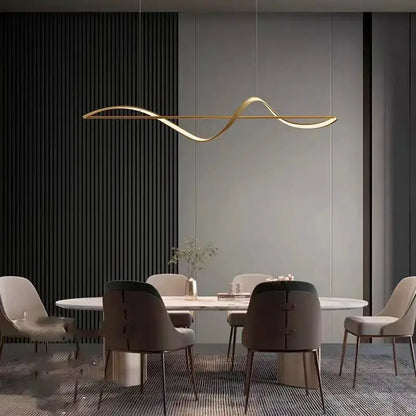 Modern gold curved LED chandelier Decorbites dining room pendant light on Tampa Home & Garden Store