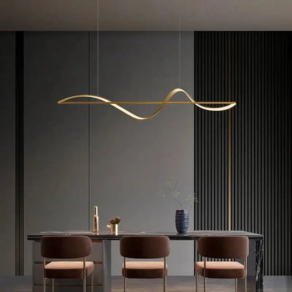 Chandelier Decorbites modern gold curved LED pendant light for dining room, wave fixture on Tampa Home & Garden Store