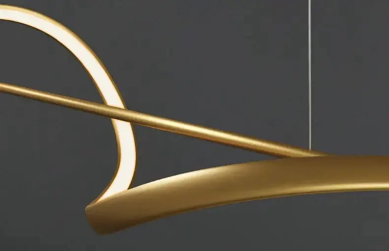 Gold curved LED chandelier pendant light for dining room on Tampa Home & Garden Store