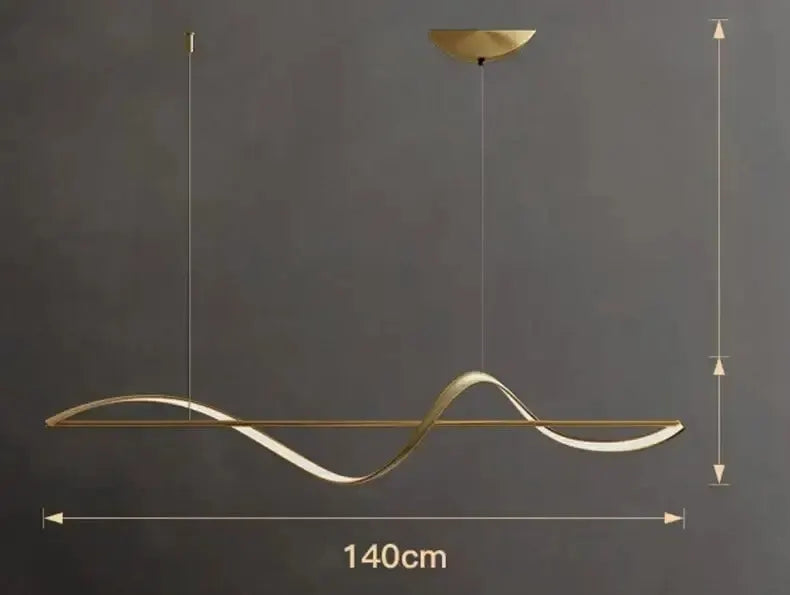 Chandelier Decorbites modern gold curved LED dining pendant light with 140cm span on Tampa Home & Garden Store