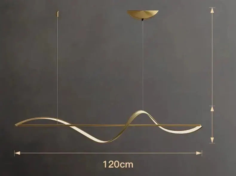 Chandelier Decorbites gold curved LED dining pendant light 120cm long on Tampa Home & Garden Store