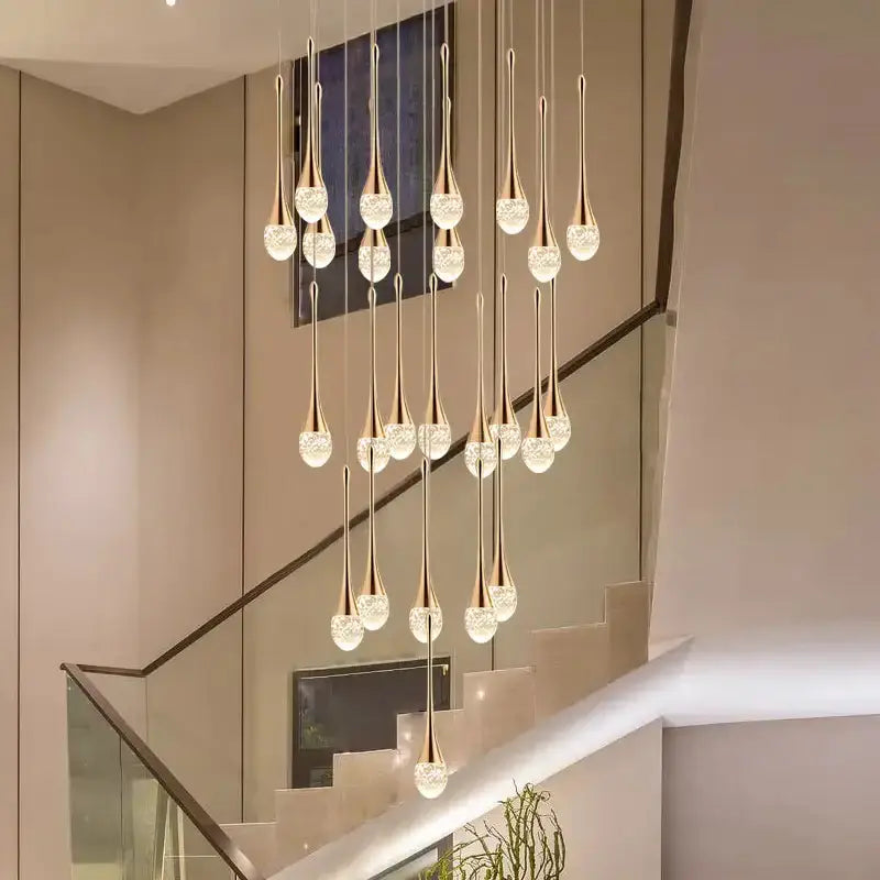 Chandelier Decorbites modern gold LED crystal cascading pendant lighting for dining room on Tampa Home & Garden Store