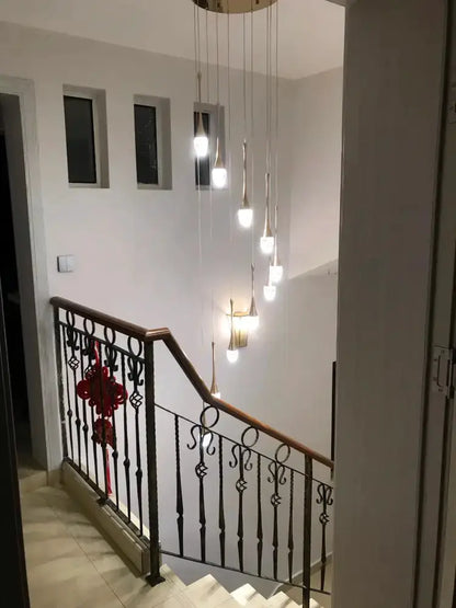 Modern gold LED crystal chandelier cascading pendant by Decorbites on Tampa Home & Garden Store