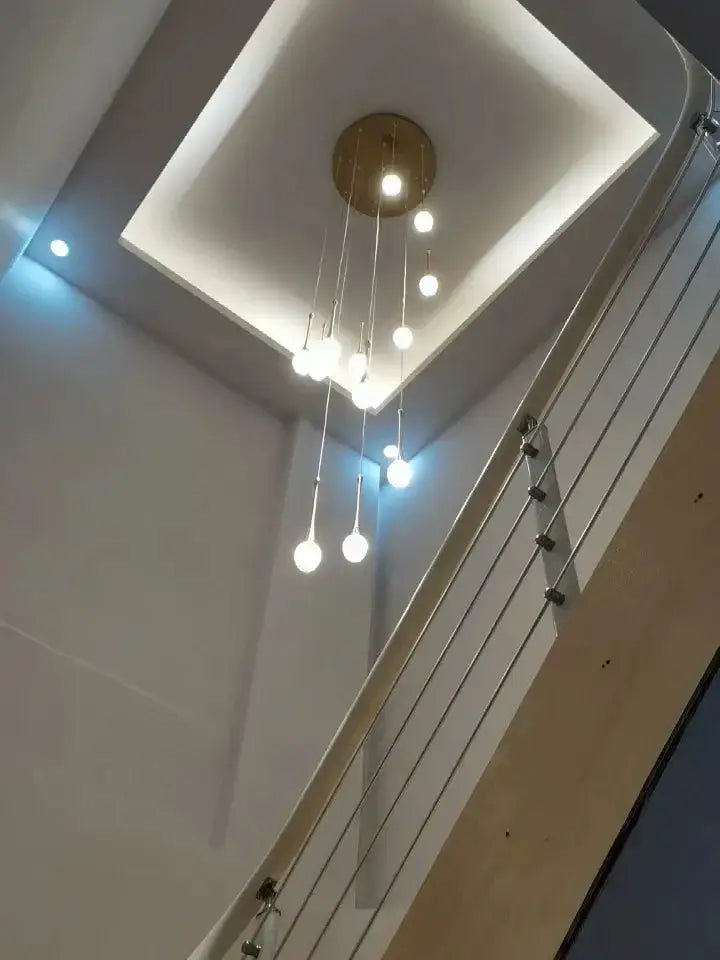 Chandelier Modern gold LED crystal cascading pendant with multiple glass orbs for dining room on Tampa Home & Garden Store