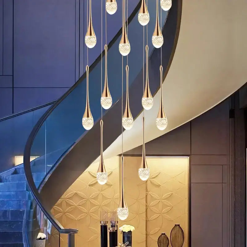 Decorbites modern gold LED crystal chandelier cascading pendant for dining room on Tampa Home & Garden Store