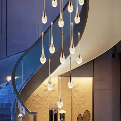 Decorbites modern gold LED crystal chandelier cascading pendant for dining room on Tampa Home & Garden Store