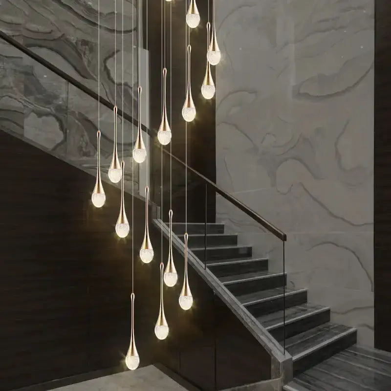 Chandelier Decorbites modern gold LED crystal cascading teardrop pendant dining room light on Tampa Home & Garden Store