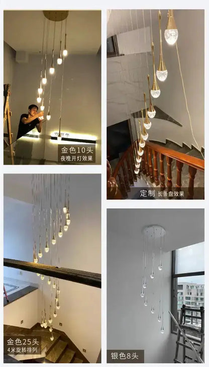 Chandelier Decorbites gold LED crystal cascading pendant for dining room with head options on Tampa Home & Garden Store