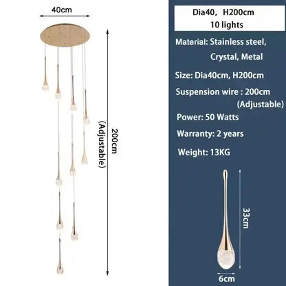 Modern gold LED crystal chandelier by Decorbites with cascading teardrop crystals on Tampa Home & Garden Store