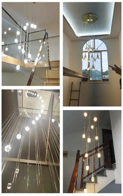 Chandelier modern gold LED crystal cascading pendant for dining room crystal drops on Tampa Home & Garden Store