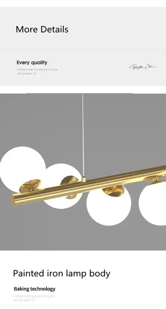 Chandelier gold linear LED glass dining room pendant light by Decorbites with globe bulbs on Tampa Home & Garden Store