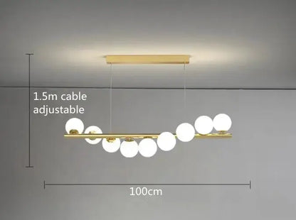 Chandelier modern gold linear LED glass dining pendant with globe bulbs Decorbites on Tampa Home & Garden Store