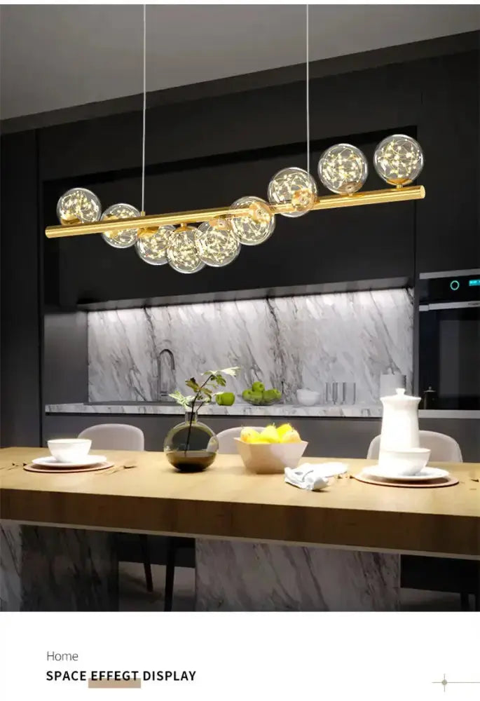 Chandelier Decorbites modern gold linear LED glass globe pendant light with 12 spheres on Tampa Home & Garden Store
