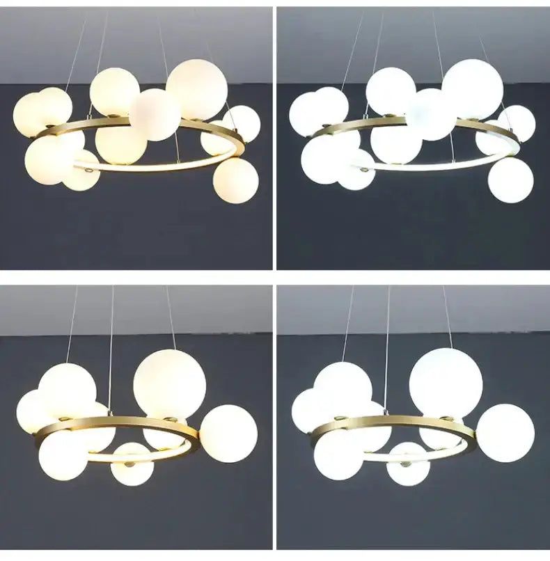 Chandelier by Decorbites modern black ring with clear glass bubble LED globes for dining on Tampa Home & Garden Store