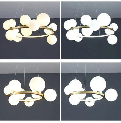 Chandelier by Decorbites modern black ring with clear glass bubble LED globes for dining on Tampa Home & Garden Store