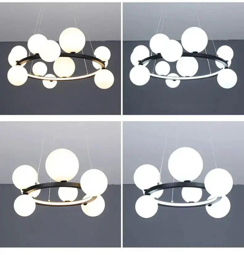 Modern black clear glass bubble LED chandelier by Decorbites for dining room on Tampa Home & Garden Store