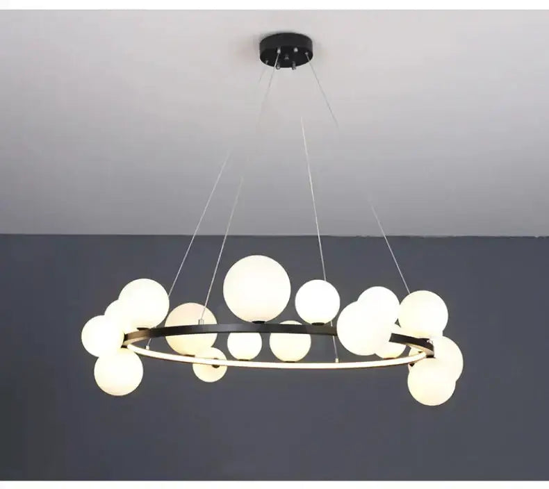 Chandelier Modern black clear glass bubble LED ring with globe clusters by Decorbites on Tampa Home & Garden Store